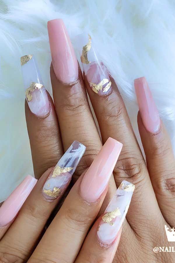 Gold Foil Coffin Nails