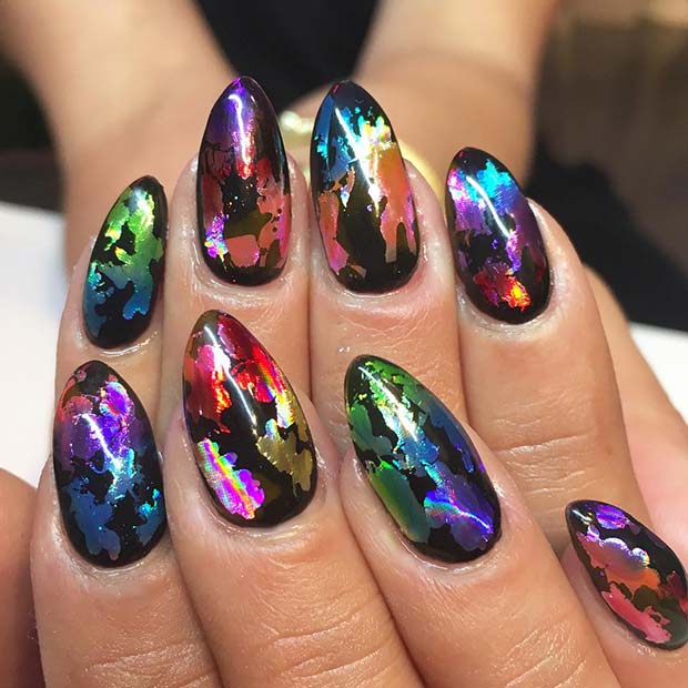 Colorful Foil Nails