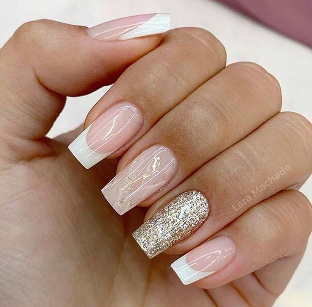 Short and Elegant White Tip Nails