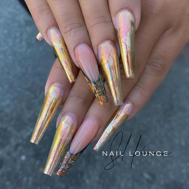 Trendy Gold Foil Nails