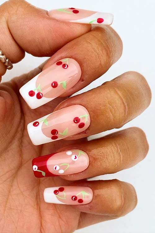 White Tip Cherry Nails