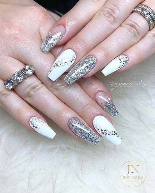 White and Silver Nails